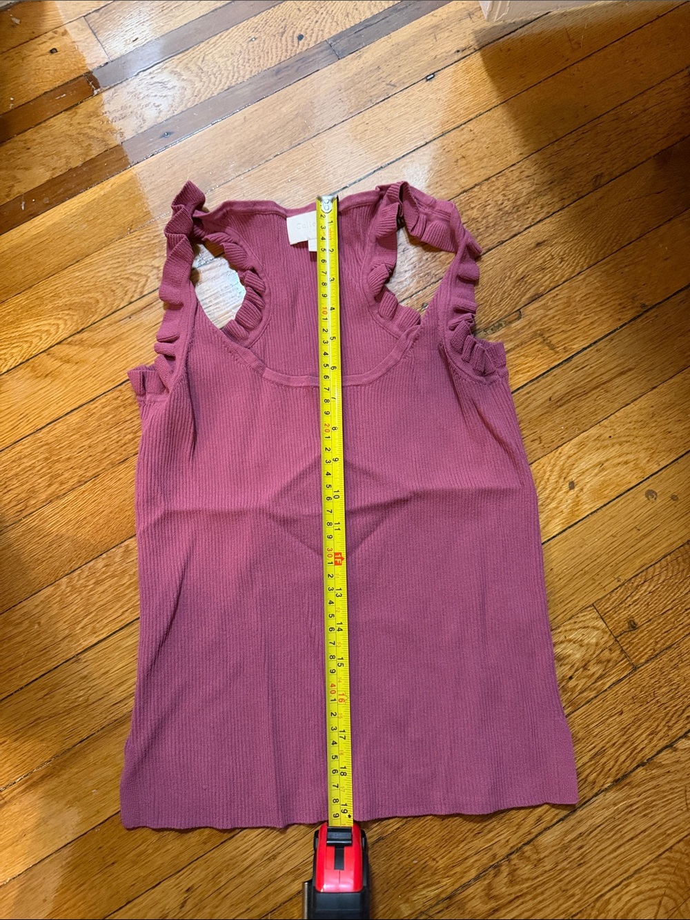 J. Crew Mauve Ribbed Tank with Ruffle Straps - Picture 4 of 4